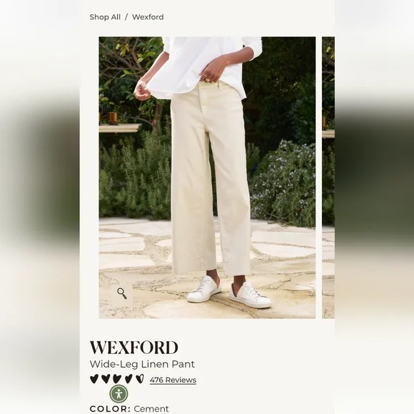 Frank & Eileen Cement Wexford Wide leg Linen Pants - Picture 10 of 10